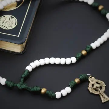 Rosary - St. Patrick - Cord - White/Green