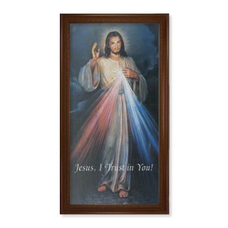 Picture - 24"x 44" Divine Mercy - Walnut Frame