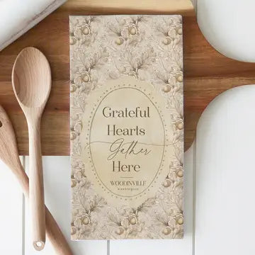 Towel - Grateful Hearts Gather Here - Natural - Cotton