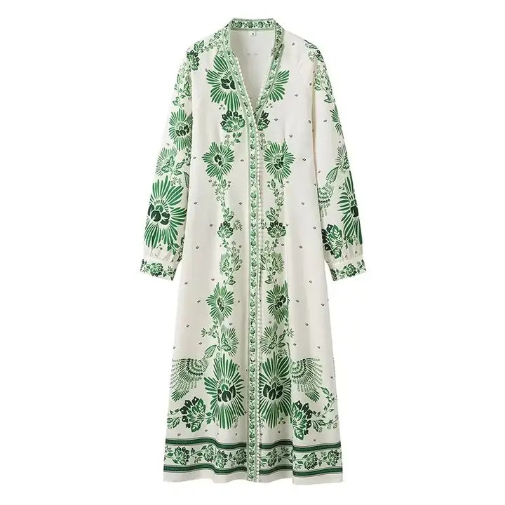 Green Vine Botanical Dress