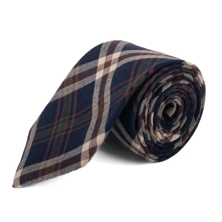 Necktie - Blue Checkered - 100% Cotton