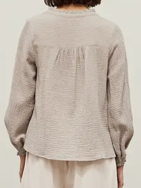 Ruffle Neck Gauze Blouse