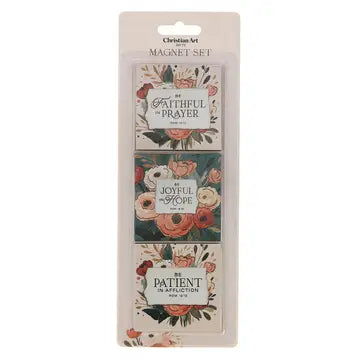 3pc Magnet Set - Joyful Patient Faithful - Floral
