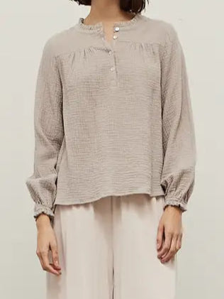Ruffle Neck Gauze Blouse