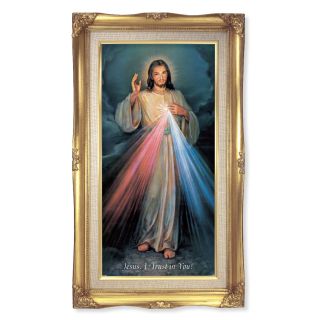 Picture - 11.25"x 18.5" Divine Mercy - Gold Leaf Frame
