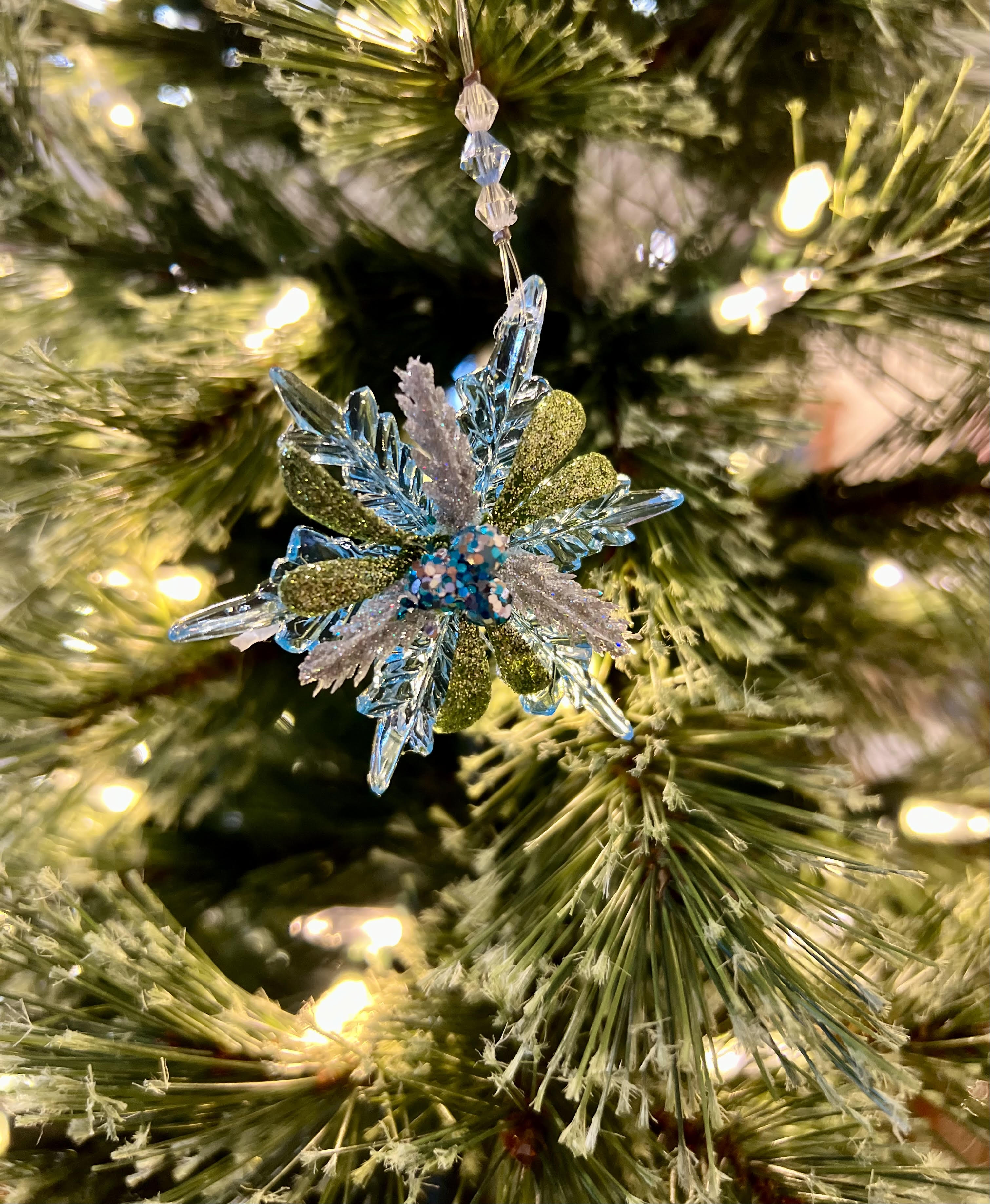 13pc Mini Turquoise Mistletoe Snowflake Ornament Set - 1.5"