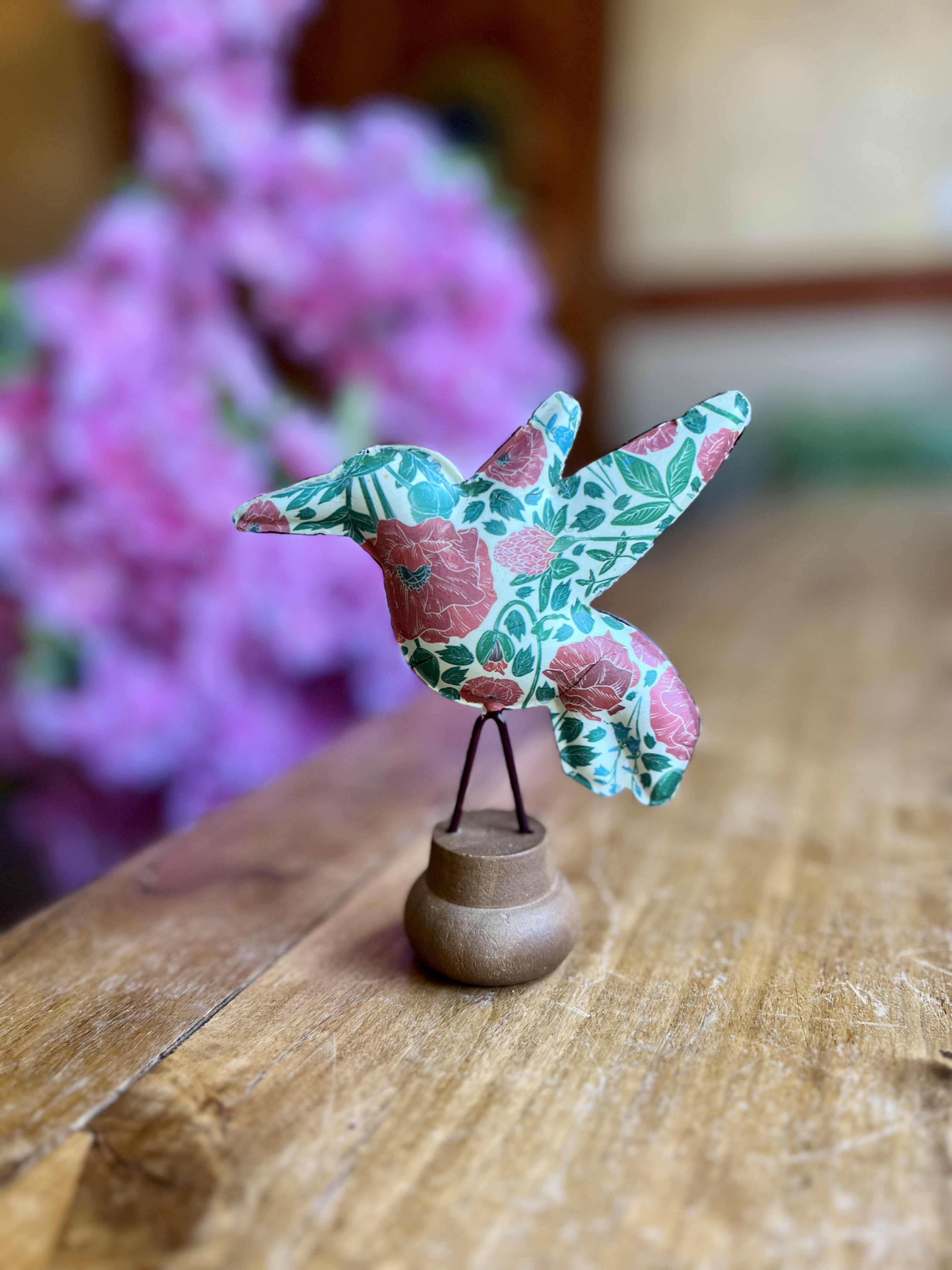 Floral Hummingbird Figurine