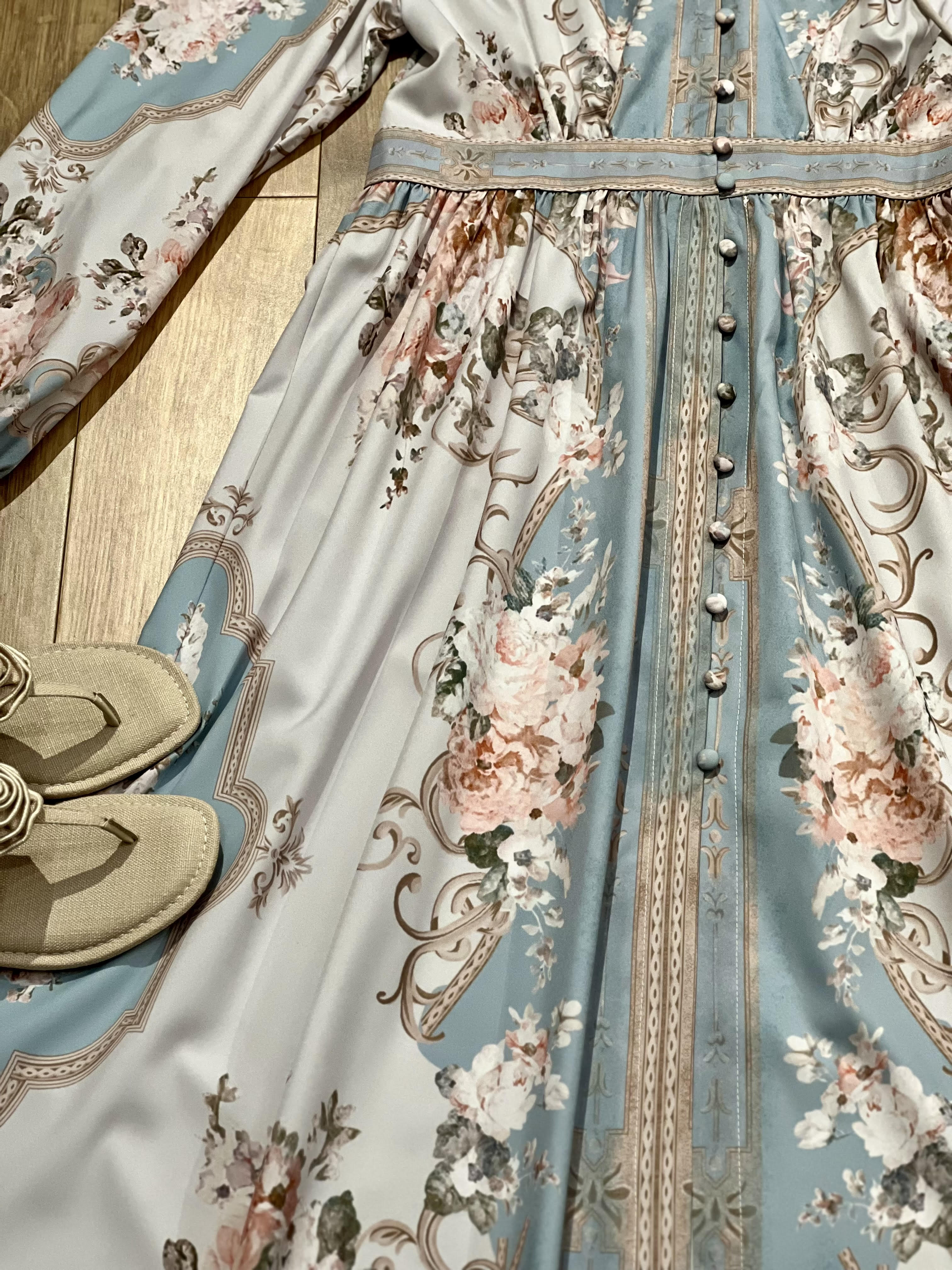 Pleated Floral Boho Dress