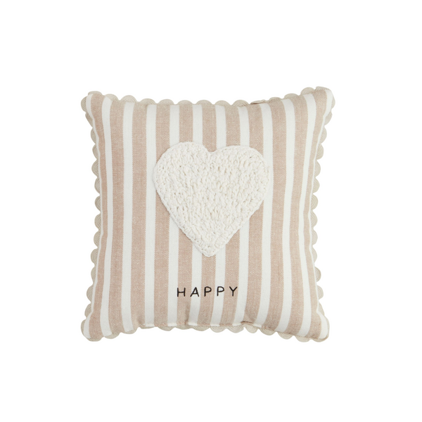 Mini Pillow - Heart - Happy - Crochet - 8x8"